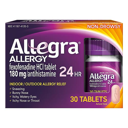 Image for Allegra Allergy Relief, Non-Drowsy, 180 mg, Tablets,30ea from Total Health Care Pharmacy
