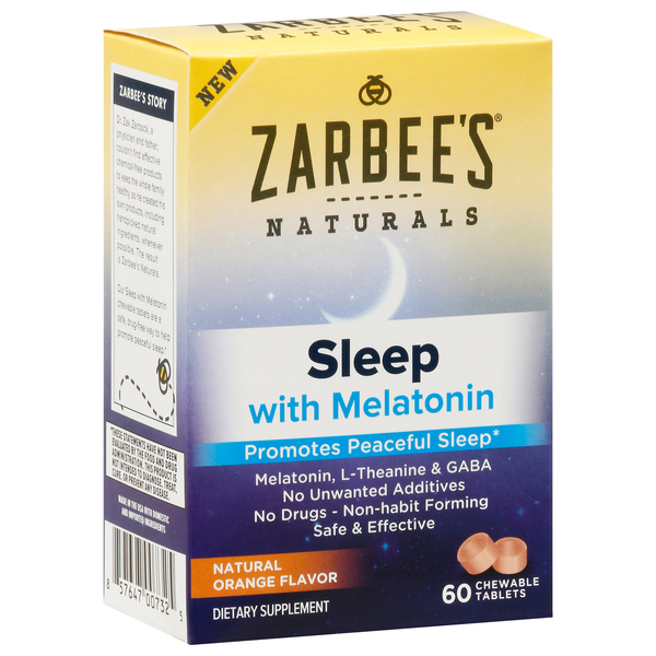 Image for Zarbee's Naturals Sleep with Melatonin, Chewable Tablets, Natural Orange Flavor, 60ea from Total Health Care Pharmacy